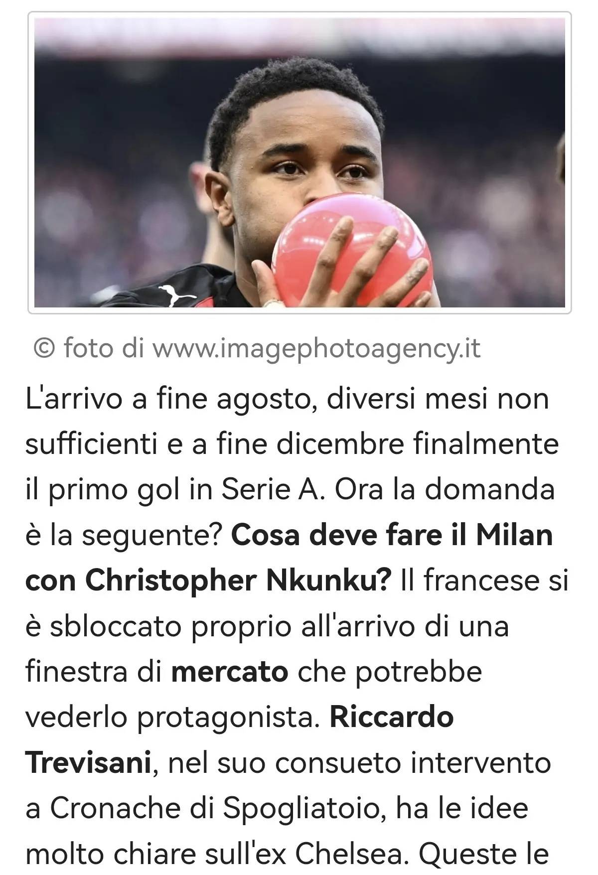 นักข่าวชื่อดังแห่งเซเรียอา: นคูนคู เป็นผู้เล่นที่น่าเกรงขาม หากได้รับเวลาเล่นเพียงพอ เขาสามารถทำประตูได้ถึง 10-12 ประตูในฤดูกาลนี้ กาสปินินี นักเตะมิลาน